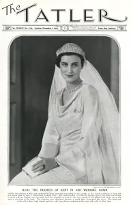 Tiara Prints: Tatler front cover of Duchess of Kent in her wedding gown