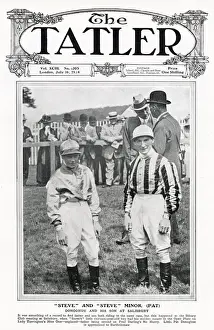 Young Prints: Tatler cover - jockey Steve Donoghue & son Front cover of The Tatler featuring