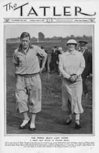 Astor Prints: Tatler cover - Prince of Wales & Lady Astor, Walton Heath