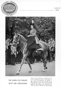 Birthday Prints: Tatler cover - Queen on parade, 1953