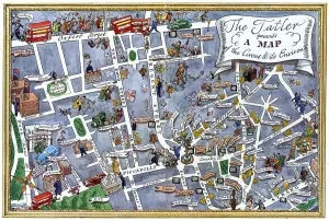 Regent Prints: The Tatler presents map of Piccadilly Circus & its environs