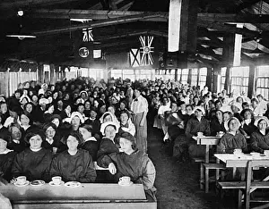 Feeding Prints: Tea Time in Dining Hall of National Control Canteen, WW1