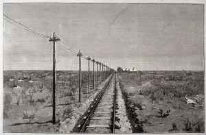 Bones Prints: Telegraph lines crossing the Great Plains of America