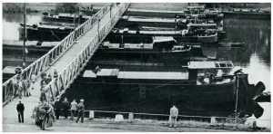 German Prints: Temporary emergency bridge in Belgium, Sept 1939