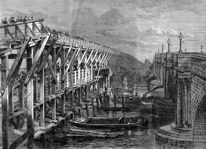 1864 Prints: Temporary Wooden Bridge at Blackfriars, London, 1864