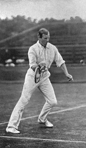 Anthony Prints: Tennis player Anthony Wilding serving, 1905