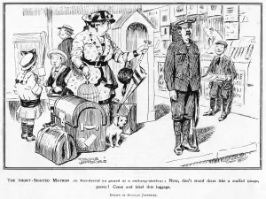 Luggage Prints: Terrors of the Terrier, Territorial Army cartoon, WW1