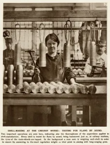 Factories Prints: Testing for flaws in the sound, Creusot works, France 1915