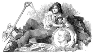 1849 Prints: Thames Tunnel Company worker with a Medallion of Sir Marc Is