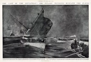 Titanic Prints: The last of the Leviathan: the Titanic plunging beneath the waves