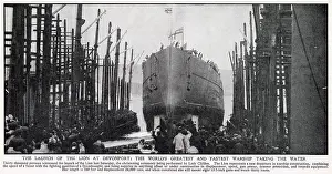Ship Prints: Thirty thousand people witnessed the launch of HMS Lion at Devonport
