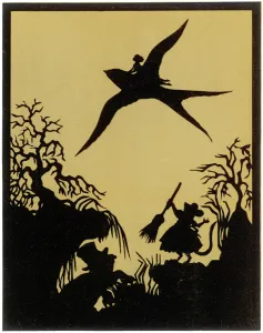 1835 Prints: Thumbelina flies away on the Swallows back