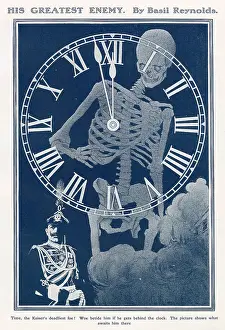 Kaiser Prints: Time, the Kaiser's deadliest foe! Woe betide him if he gets behind the clock