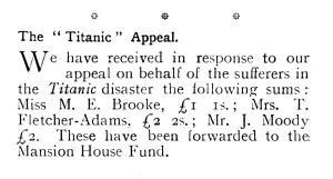Disaster Prints: Titanic disaster appeal fund - report of donations in Tatler