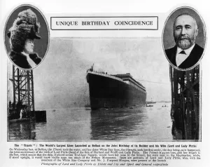 Titanic Prints: Titanic launched at Belfast; Lord and Lady Pirrie
