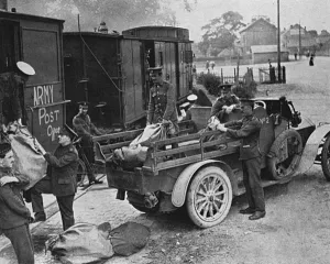 Bags Prints: Tommys Letter Bag, Arrival of Post at the Front, WW1