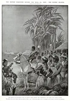 1900 Prints: Tonga and the Society Islands are ceded to Britain: the arrival of the British fleet