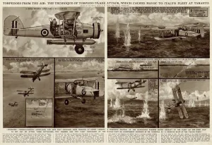 Biplane Prints: Torpedoes from the air at Taranto by G. H. Davis