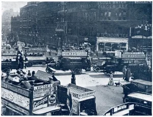Advertisements Prints: Tottenham Court Road traffic 1912