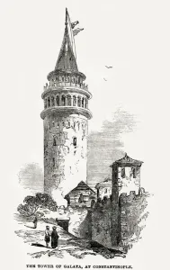 1854 Prints: Tower of Galata, Constantinople 1854