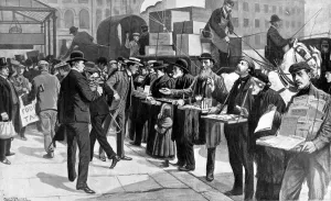 Out Side Prints: Toy Salesman at Farringdon Street Station, London, 1903