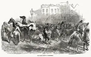 Scene Prints: Traders and animals at the Smithfield Horse Market in London