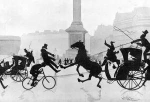 Silhouettes Prints: Traffic chaos in silhouette