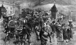 Pavement Prints: Traffic congestion on London Bridge in bad weather