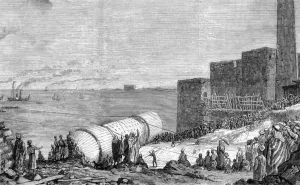 Spectators Prints: Transporting the obelisk: launch of Cleopatras needle, 1877