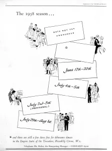 Debutantes Prints: Trocadero advertisement during London Season, 1958