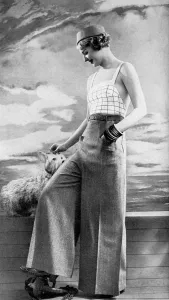 Cruise Prints: Trousers and swim top for cruise wear, 1934