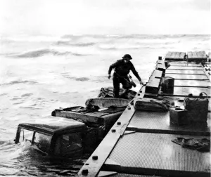 Operations Prints: Truck sunk during the Anzio landings; Second World War, 1944