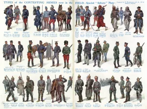 Belgian Prints: Types of the French, Belgian and German armies