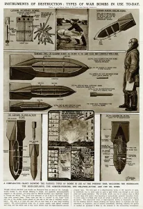 Destruction Prints: Types of war bombs in use by G. H. Davis