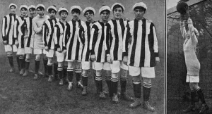 Feb16 Prints: Unbeaten team of lady footballers, WWI