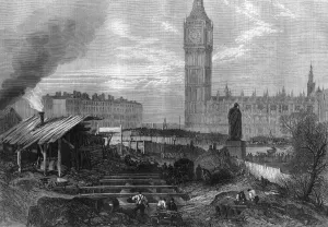 1867 Prints: Underground construction work, Westminster, London 1867