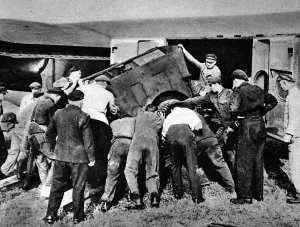 Berlin Prints: Unloading an airplane, Gatow Airport, Berlin, 1948
