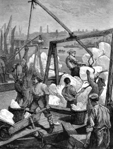 Norwegian Prints: Unloading Ice at the London Docks, 1874