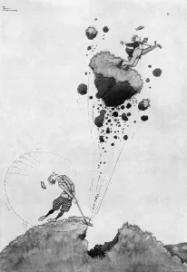Shot Prints: Unwavering Divotion by Heath Robinson - golf cartoon