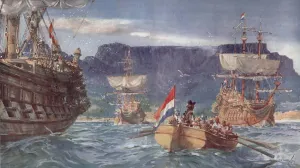 Dutch Prints: van Riebeek Landing at the Cape of Good Hope, 1652