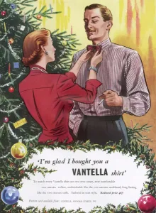 Shirt Prints: Vantella Shirt Christmas advertisement, 1953