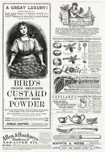 Advertisements Prints: A variety of Advertisements from 1889. Date: 1886