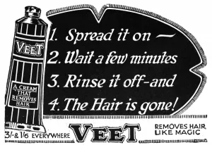 Toilet Prints: Veet advertisement, depilatory cream, 1927