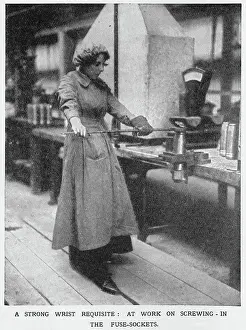 Industry Prints: Vickers Munition Factory - Screwing in Fuse Sockets 1915