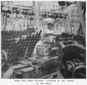 Industry Prints: Vickers Munition Factory - Turning of the Shells 1915