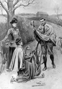 Attention Prints: Three Victorian Cyclists Mending a Puncture, 1901