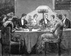 Floral Prints: Victorian dinner scene