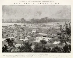 West Prints: View down over Benin City from one of the sacrifice trees'. Date: 1897