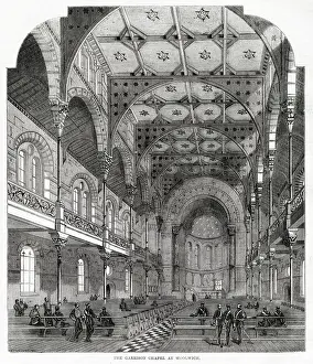 1860s Prints: View of the interior of the new military chapel in Woolwich, London