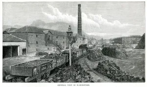 Exterior Prints: View of Scotch whisky warehouses 1890